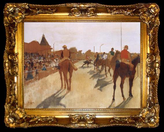 framed  Germain Hilaire Edgard Degas Race Horses before the Stands, ta009-2